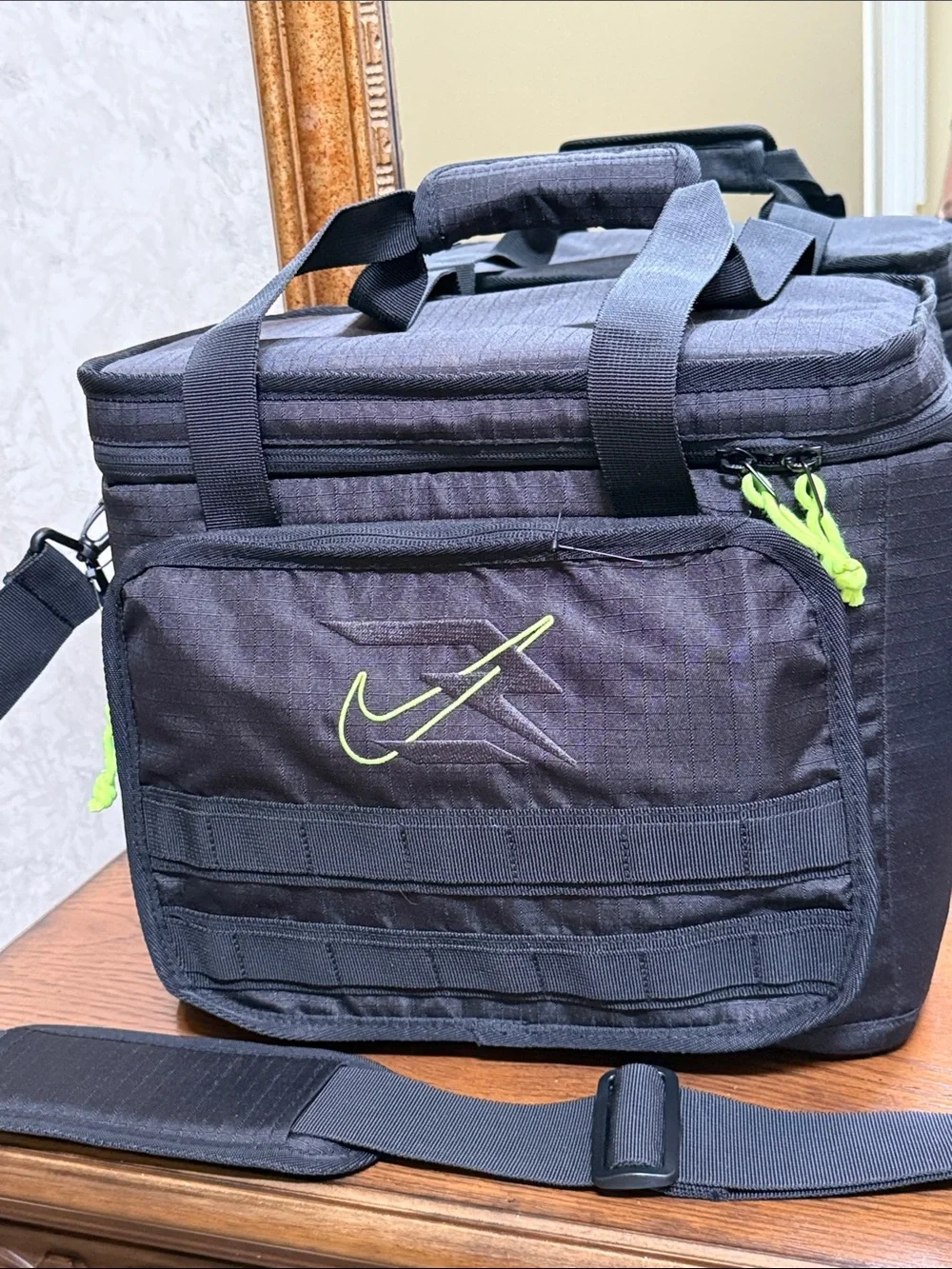 New w/o paper tag. Nike Black Duffel Cooler Bag with Neon Green Accents